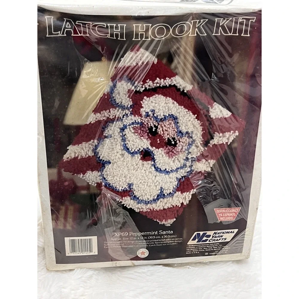 NEW National Yarn Crafts Latch Hook Kit Peppermint SANTA CLAUS Made in USA